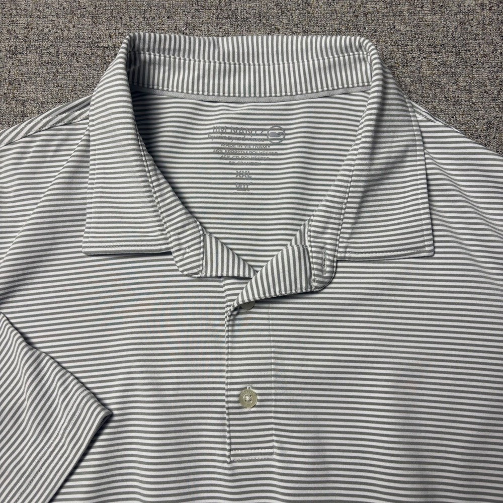 Vineyard Vines Polo Shirt Mens XXL Jim Nantz Gray Striped Performance